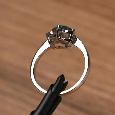 Round Cut Flower Moss Agate Engagement Rings - Palmary