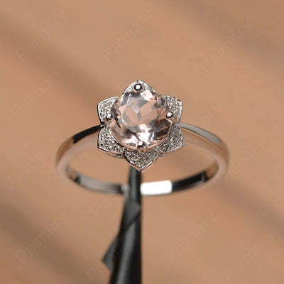 Round Cut Flower Morganite Engagement Rings - Palmary