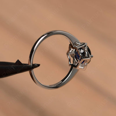 Round Cut Flower Sapphire Engagement Rings - Palmary