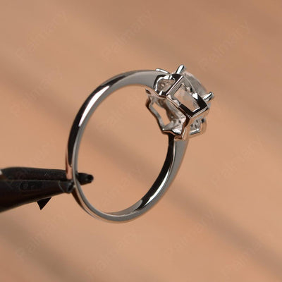 Round Cut Flower White Topaz Engagement Rings - Palmary