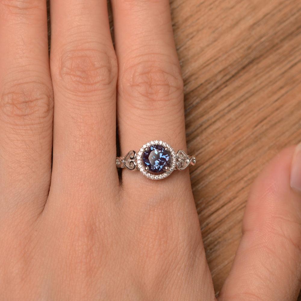 Vintage Alexandrite Halo Engagement Rings - Palmary