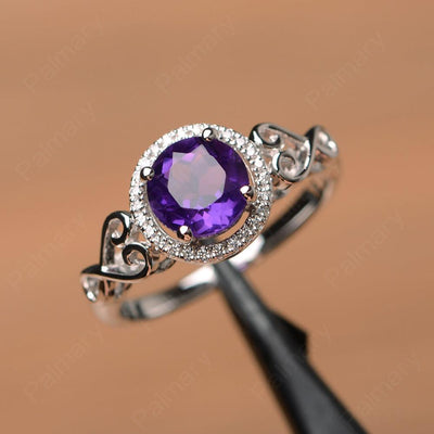 Vintage Amethyst Halo Engagement Rings - Palmary