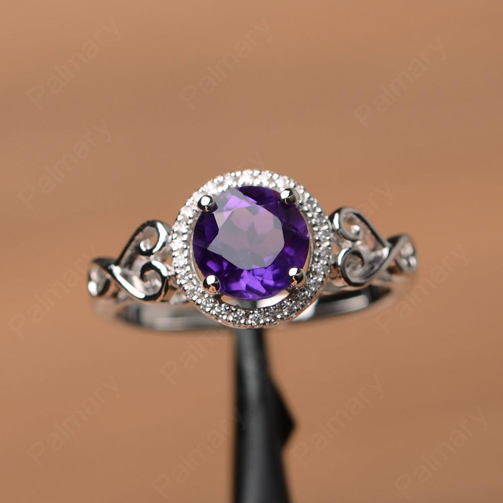 Vintage Amethyst Halo Engagement Rings - Palmary