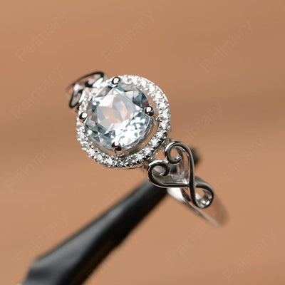 Vintage Aquamarine Halo Engagement Rings - Palmary