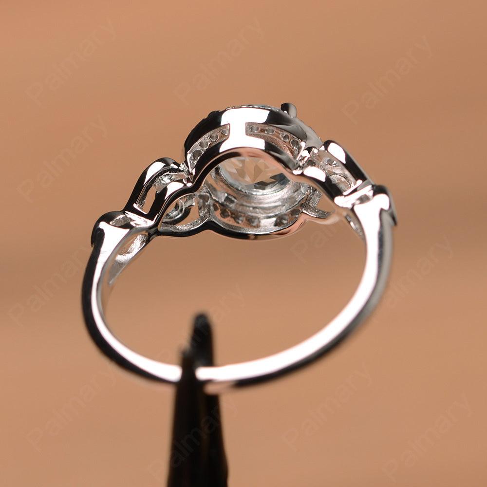 Vintage Aquamarine Halo Engagement Rings - Palmary