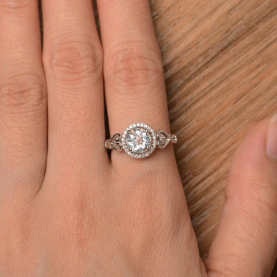 Vintage Aquamarine Halo Engagement Rings - Palmary