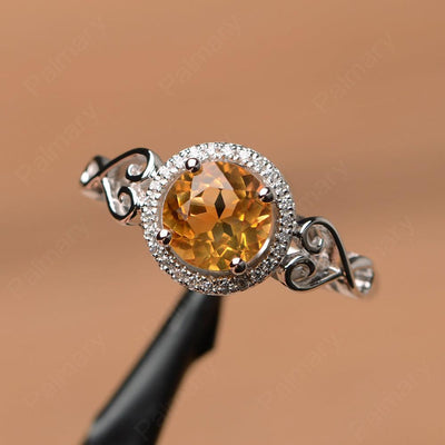 Vintage Citrine Halo Engagement Rings - Palmary