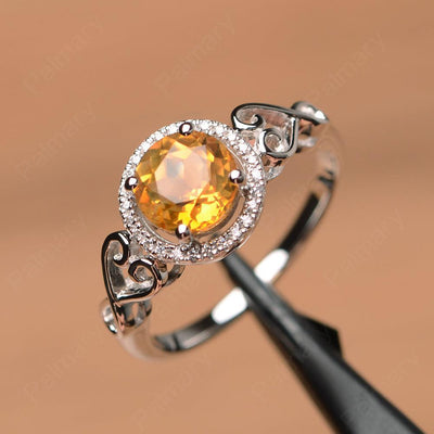 Vintage Citrine Halo Engagement Rings - Palmary