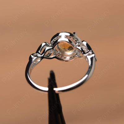 Vintage Citrine Halo Engagement Rings - Palmary
