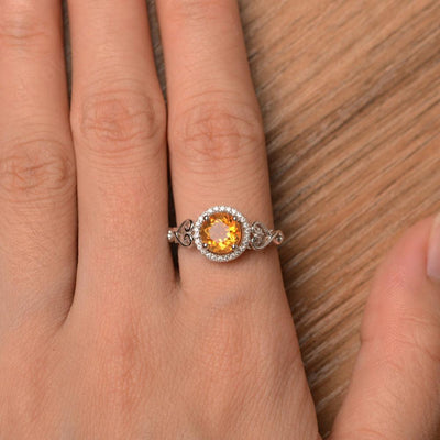 Vintage Citrine Halo Engagement Rings - Palmary