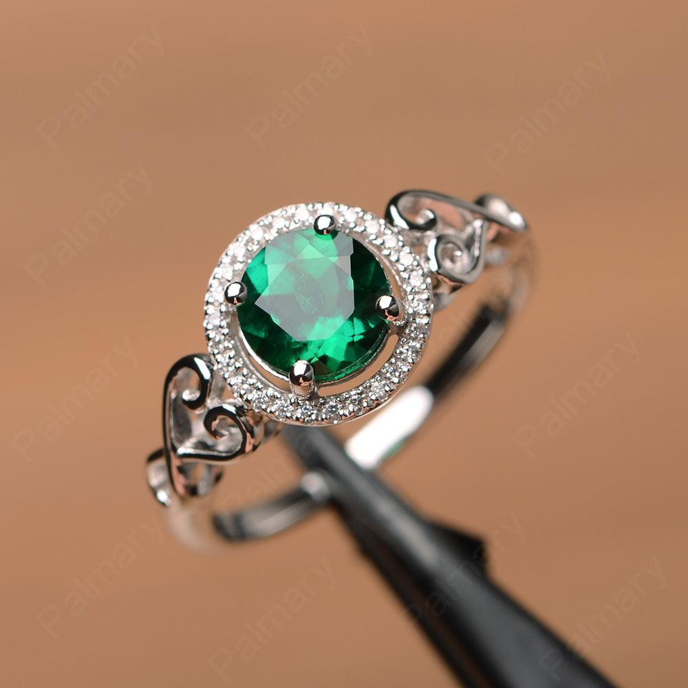 Vintage Emerald Halo Engagement Rings - Palmary