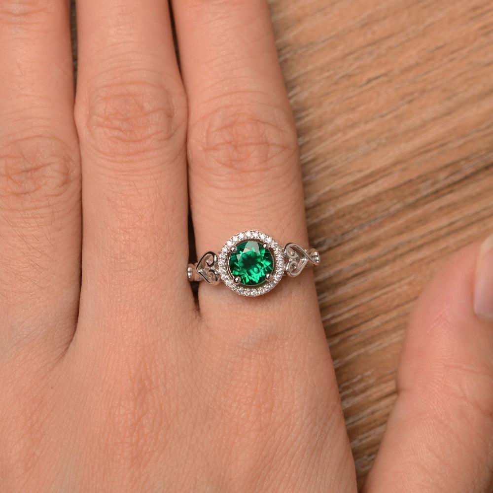 Vintage Emerald Halo Engagement Rings - Palmary