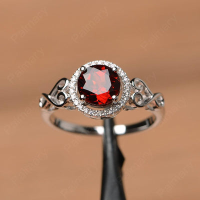 Vintage Garnet Halo Engagement Rings - Palmary