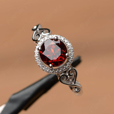 Vintage Garnet Halo Engagement Rings - Palmary