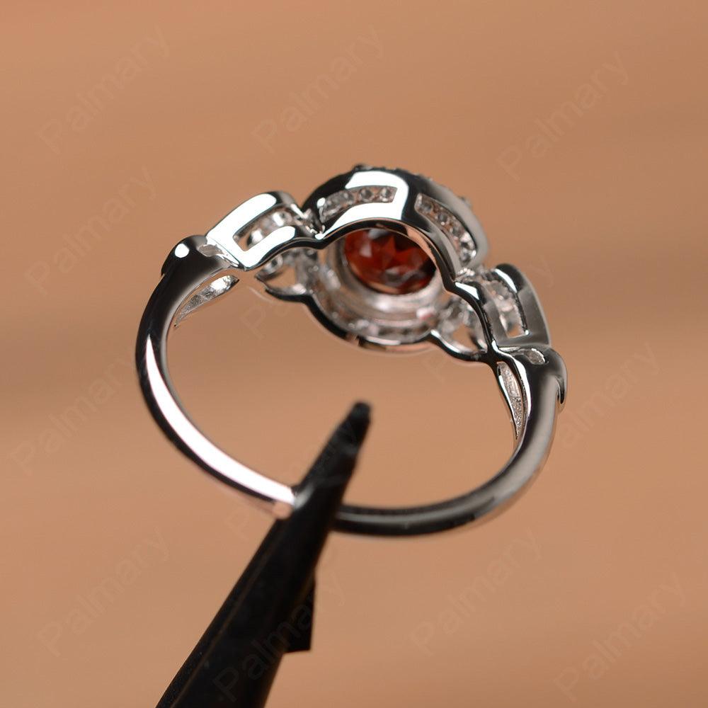 Vintage Garnet Halo Engagement Rings - Palmary