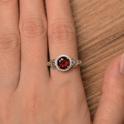 Vintage Garnet Halo Engagement Rings - Palmary
