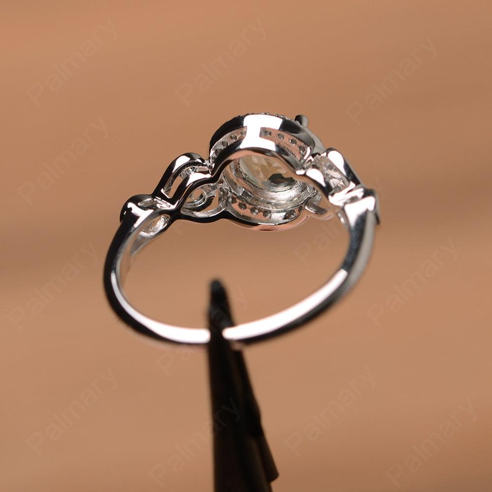 Vintage Green Amethyst Halo Engagement Rings - Palmary