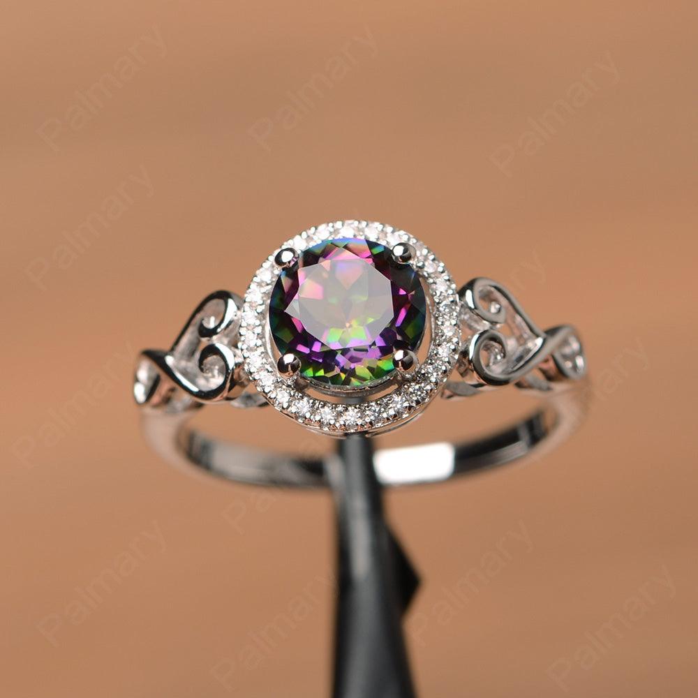 Vintage Mystic Topaz Halo Engagement Rings - Palmary