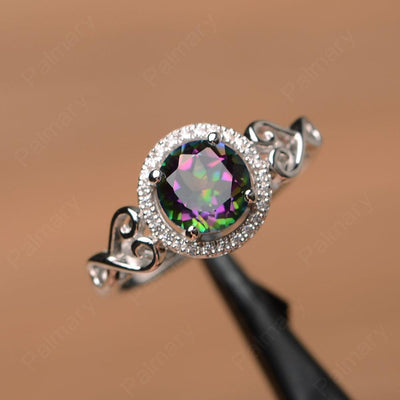 Vintage Mystic Topaz Halo Engagement Rings - Palmary