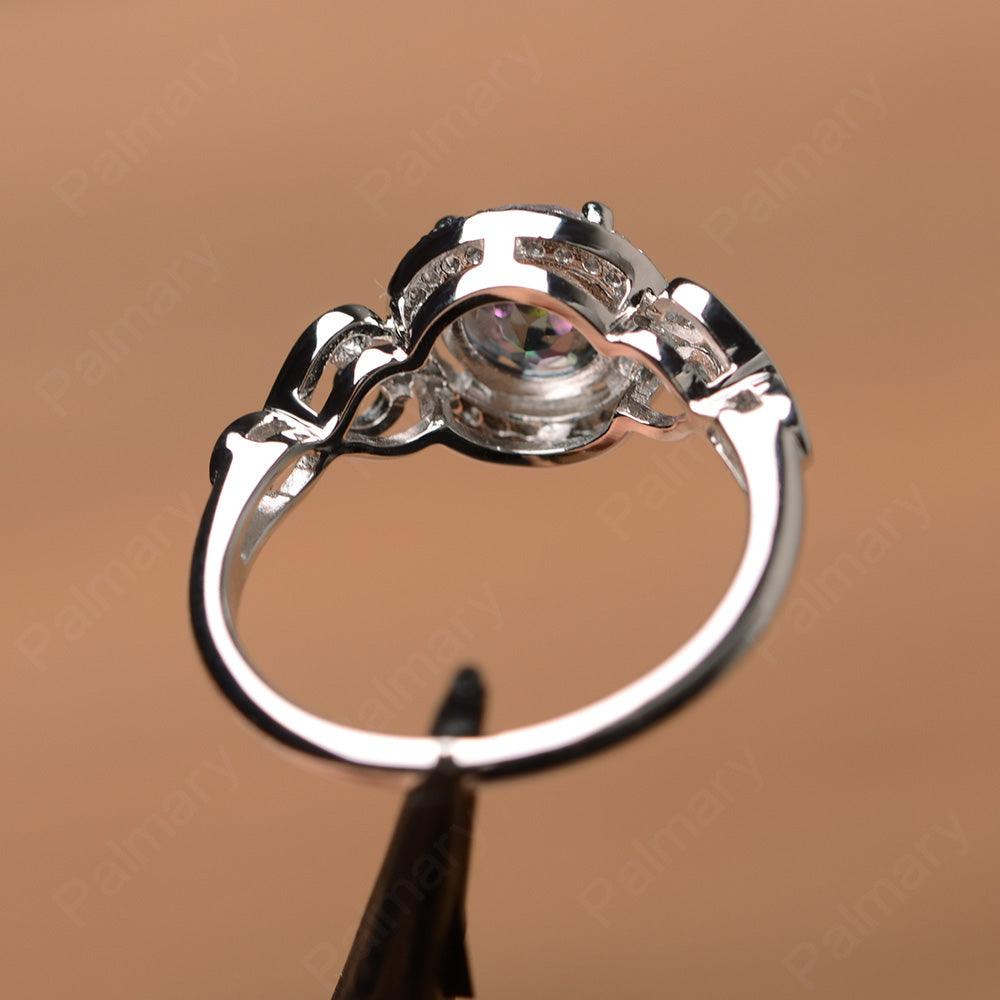Vintage Mystic Topaz Halo Engagement Rings - Palmary