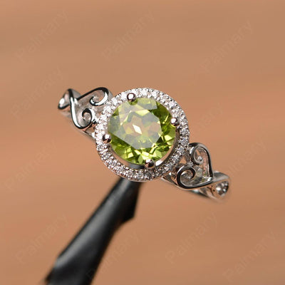 Vintage Peridot Halo Engagement Rings - Palmary