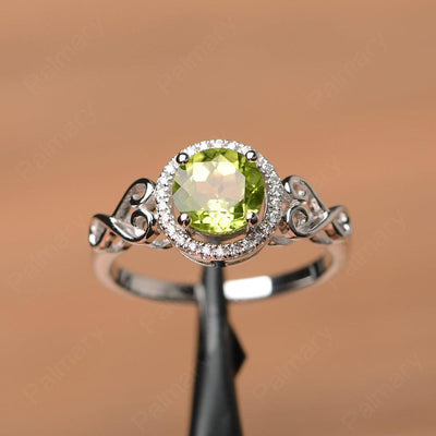 Vintage Peridot Halo Engagement Rings - Palmary