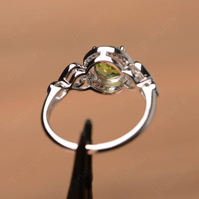 Vintage Peridot Halo Engagement Rings - Palmary
