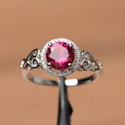 Vintage Ruby Halo Engagement Rings - Palmary