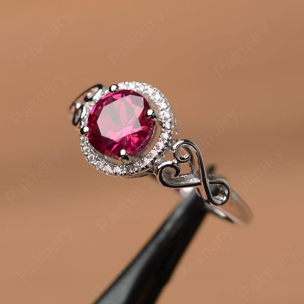 Vintage Ruby Halo Engagement Rings - Palmary