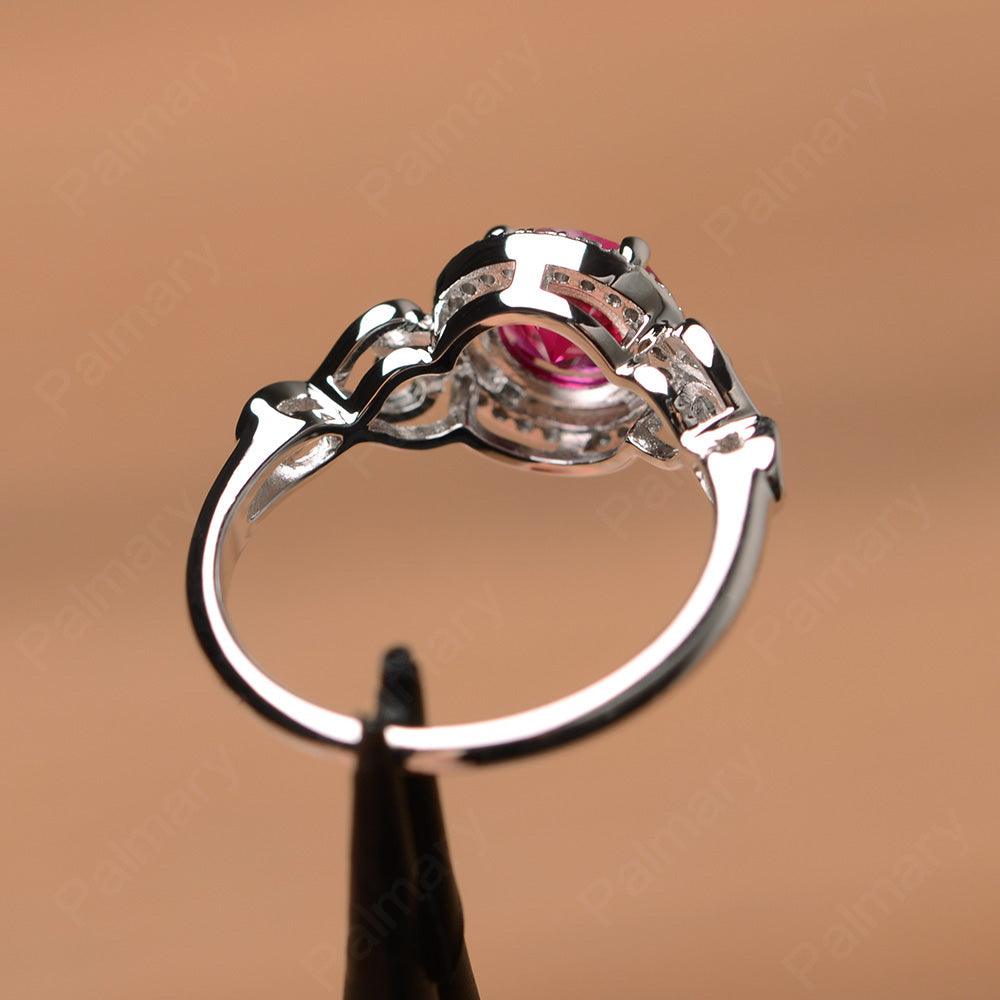 Vintage Ruby Halo Engagement Rings - Palmary