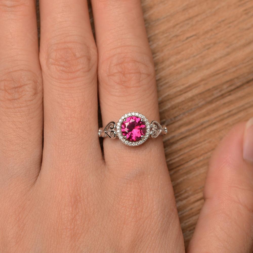 Vintage Ruby Halo Engagement Rings - Palmary
