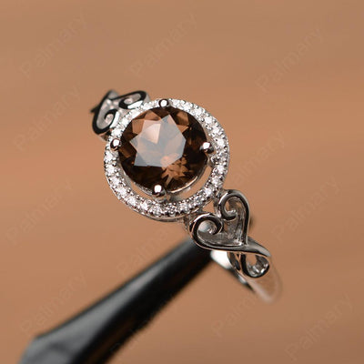 Vintage Smoky Quartz  Halo Engagement Rings - Palmary