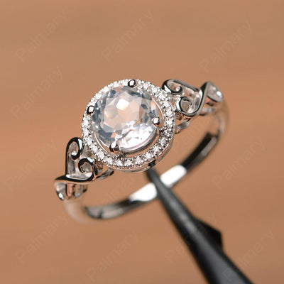 Vintage White Topaz Halo Engagement Rings - Palmary