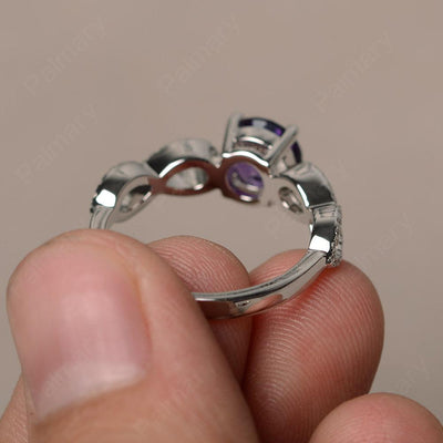 Round Cut Infinity Amethyst Rings - Palmary