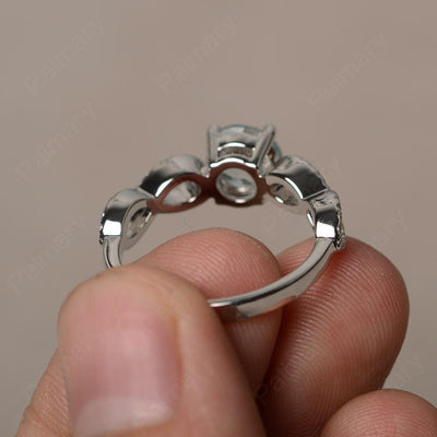 Round Cut Infinity Aquamarine Rings - Palmary