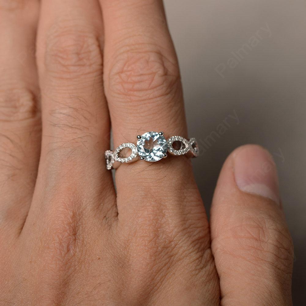 Round Cut Infinity Aquamarine Rings - Palmary