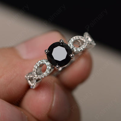 Round Cut Infinity Black Spinel Rings - Palmary