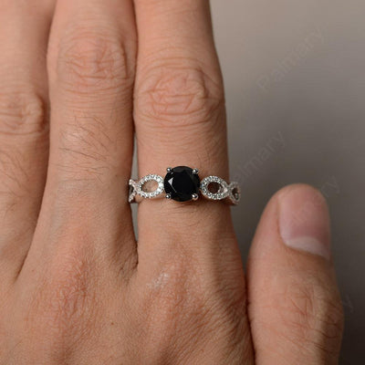 Round Cut Infinity Black Spinel Rings - Palmary