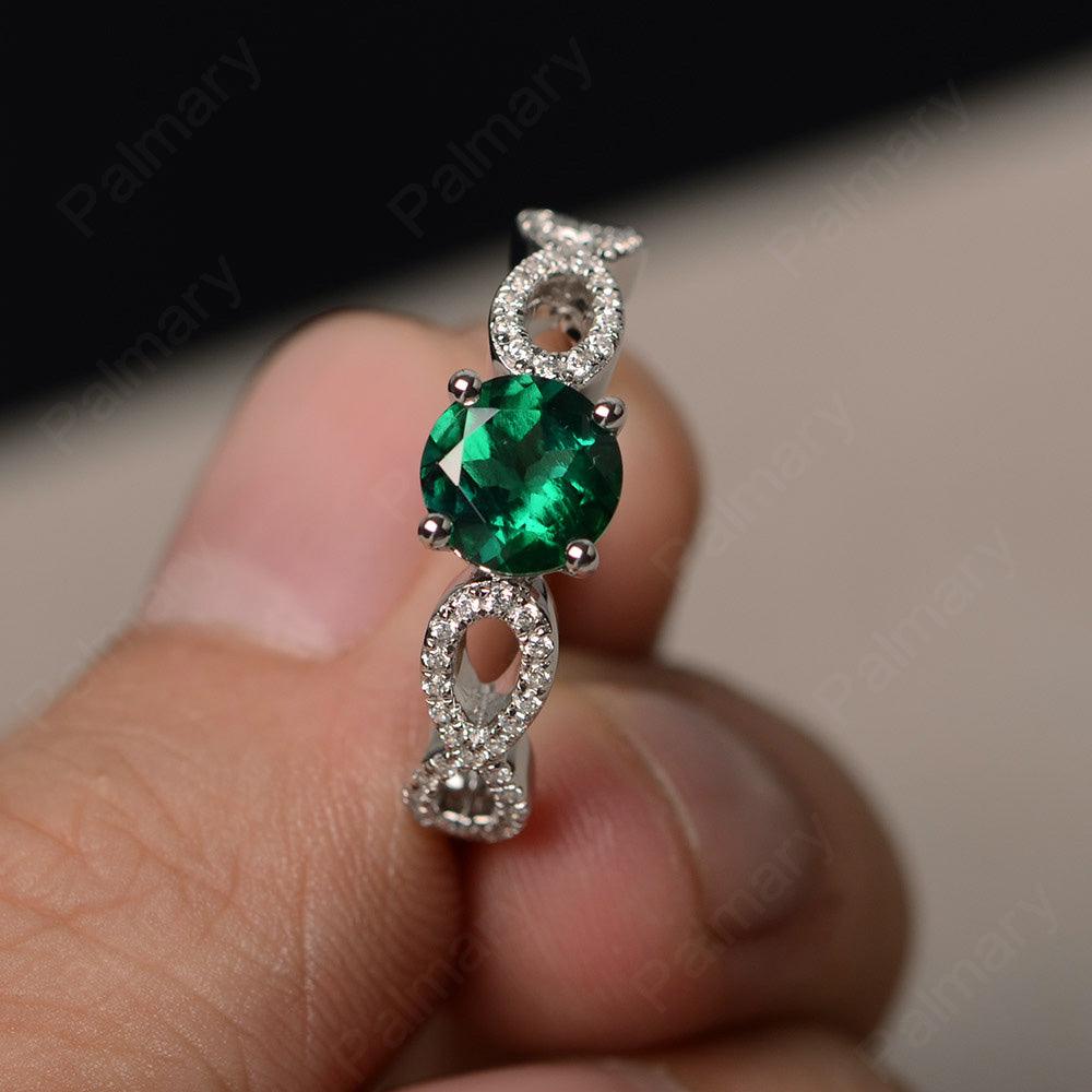 Round Cut Infinity Emerald Rings - Palmary