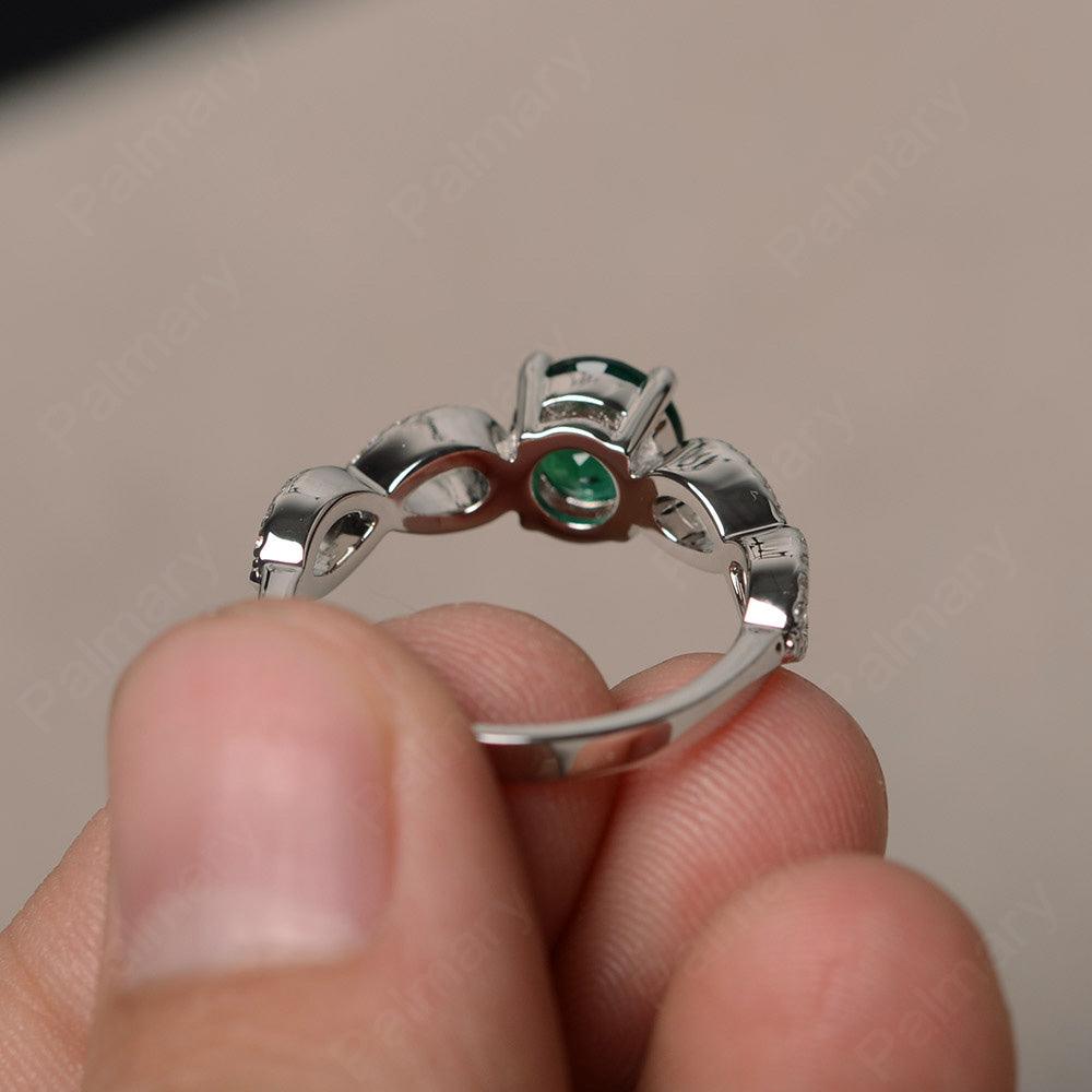 Round Cut Infinity Emerald Rings - Palmary