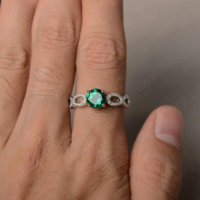 Round Cut Infinity Emerald Rings - Palmary