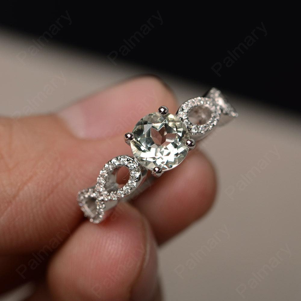 Round Cut Infinity Green Amethyst Rings - Palmary