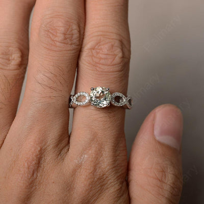 Round Cut Infinity Green Amethyst Rings - Palmary
