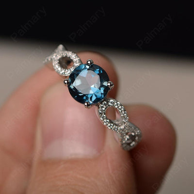 Round Cut Infinity London Blue Topaz Rings - Palmary