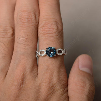 Round Cut Infinity London Blue Topaz Rings - Palmary
