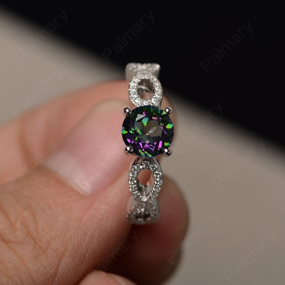 Round Cut Infinity Mystic Topaz Rings - Palmary