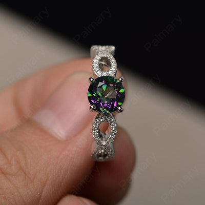 Round Cut Infinity Mystic Topaz Rings - Palmary