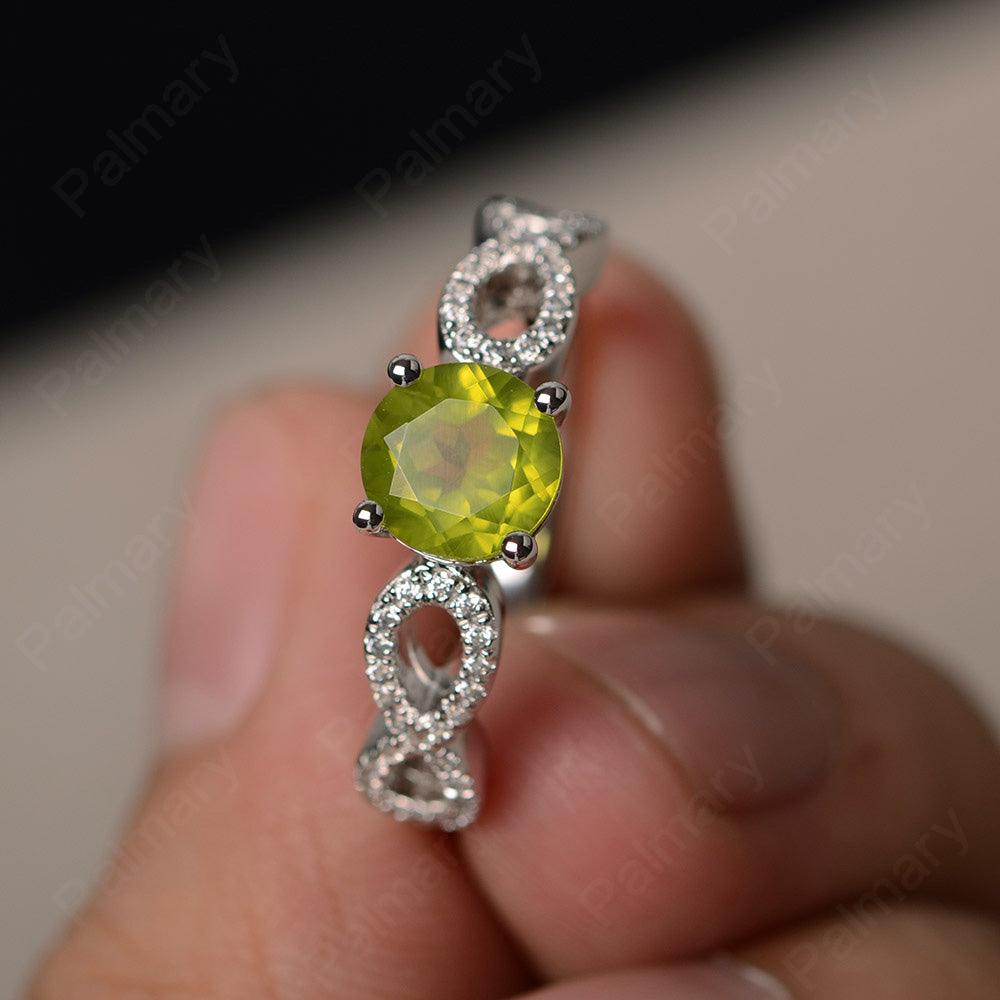 Round Cut Infinity Peridot Rings - Palmary