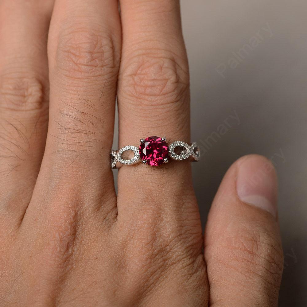 Round Cut Infinity Ruby Rings - Palmary
