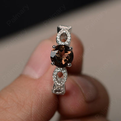 Round Cut Infinity Smoky Quartz  Rings - Palmary